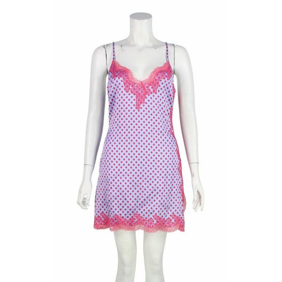 Agent Provocateur Lucie Lace Slip Silk Blend Color: Blue Pink Size 3 42197 - 25